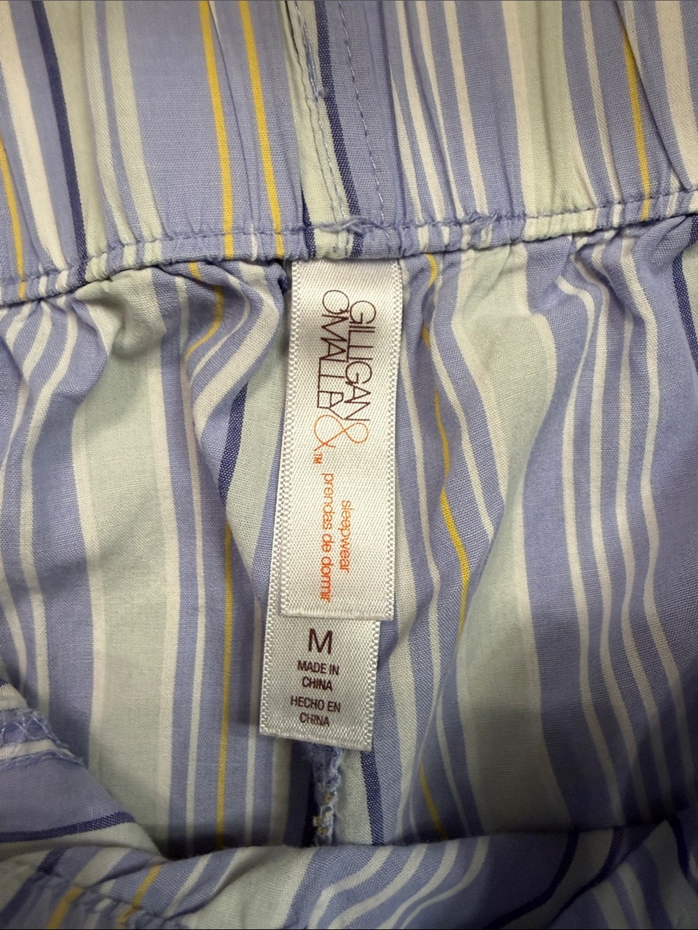 Gilligan & O'Malley Blue and light Sea foam green Striped Pajama Shorts - Picture 3 of 4